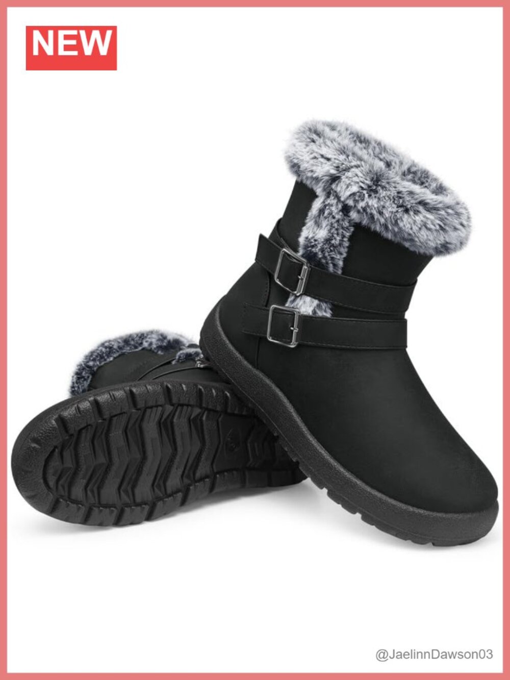 Waterproof Fur Lined Faux Leather Ankle Snow Boots Winter Warm